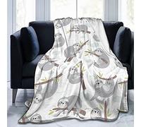 Majoug Cute Lazy Sloth Pattern Throw Blanket Soft Lightweight Cozy Premium Flannel Warm Bed Blanket for Bedroom Living Couch All Seasons 60"X50"