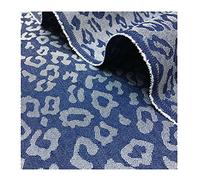 MaJu Leopard Jacquard Jeans Fabric Cotton Washed Denim Sewing Materials Fabric for Pants, Dresses, Shorts and DIY Crafts(Width: 150cm)(Color:2#)