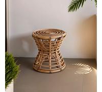 Maka Natural Rattan Stool with Open Weave Design