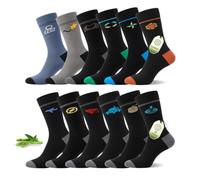 MAKABO Men's Dress Crew Socks 6/12/18 Pairs Bamboo Viscose Soft Breathable | RCS certified sustainable materials, anti odor, reinforced heel, seamless toe, elastic cuff, ideal for business and daily