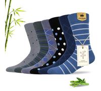 MAKABO Men's Dress Crew Socks 6/12/18 Pairs Bamboo Viscose Soft Breathable | RCS certified sustainable materials, anti odor, reinforced heel, seamless toe, elastic cuff, ideal for business and daily