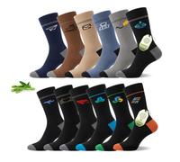 MAKABO Men's Dress Crew Socks 6/12/18 Pairs Bamboo Viscose Soft Breathable | RCS certified sustainable materials, anti odor, reinforced heel, seamless toe, elastic cuff, ideal for business and daily