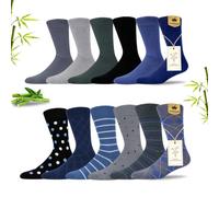 MAKABO Men's Dress Crew Socks 6/12/18 Pairs Bamboo Viscose Soft Breathable | RCS certified sustainable materials, anti odor, reinforced heel, seamless toe, elastic cuff, ideal for business and daily