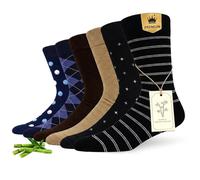 MAKABO Men's Dress Crew Socks 6/12/18 Pairs Bamboo Viscose Soft Breathable | RCS certified sustainable materials, anti odor, reinforced heel, seamless toe, elastic cuff, ideal for business and daily