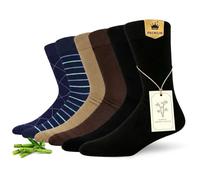 MAKABO Men's Dress Crew Socks 6/12/18 Pairs Bamboo Viscose Soft Breathable | RCS certified sustainable materials, anti odor, reinforced heel, seamless toe, elastic cuff, ideal for business and daily