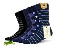 MAKABO Men's Dress Crew Socks 6/12/18 Pairs Bamboo Viscose Soft Breathable | RCS certified sustainable materials, anti odor, reinforced heel, seamless toe, elastic cuff, ideal for business and daily
