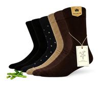 MAKABO Men's Dress Crew Socks 6/12/18 Pairs Bamboo Viscose Soft Breathable | RCS certified sustainable materials, anti odor, reinforced heel, seamless toe, elastic cuff, ideal for business and daily