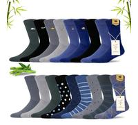 MAKABO Men's Dress Crew Socks 6/12/18 Pairs Bamboo Viscose Soft Breathable | RCS certified sustainable materials, anti odor, reinforced heel, seamless toe, elastic cuff, ideal for business and daily