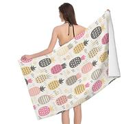 Makachen Colorful Microfiber Pineapple Beach Towel Blanket Lightweight Absorbent Quick Dry Sand Swimming Bath Pool Towel Women Girls,28x55 Travel Beach Towel