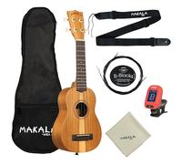 Makala by Kala Soprano Ukulele Bundle - Indonesian Acacia Wood with Aquila B-Blacks Strings, Gig Bag, Tuner, Strap, and Cleaning Cloth - Beginner-Friendly Kit by Kala Music
