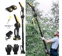 Makamsui 2-in-1 Cordless Pole Saw, Mini Chainsaw, 21V Brushless Electric Chain Saw, 6-Inch Cutting Capacity, 4.9-7.5ft Adjustable Extension Pole, 2 x 2.0Ah Batteries, Tree Pruning Tool UK