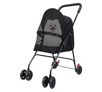 Makamsui 4 Wheels Pet Strollers, Pet Stroller for Medium Small Dogs, Foldable Puppy Cage Jogger Stroller with Sun Cover, Breathable and Visible Mesh for Small/Medium Pets Black