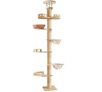 Makamsui Cat Tree, Floor to Ceiling Cat Tree, Height Adjustable Cat Tower 6 Tier Hemp Scratching Post, High Sturdy Cat Activity Tree, Indoor Outdoor Cat Scratching Post 6 Tier