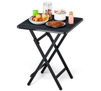 Makamsui Folding TV Tray Table, Small Side Table for Small Space, Snack Tables for Eating at Couch, Portable Outdoor Barbecue Table with Thickened Plate and X-bracket Structure Black