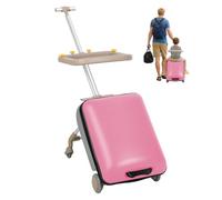 Makamsui Kids Ride On Luggage with Spinner Wheels, 20 Inch Hardshell Carry On Suitcase, Rolling Travel Case with Detachable Child Seat, Lightweight Trolley for Toddlers, Lock Cabin Bag (Pink)