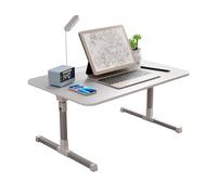 Makamsui Laptop Bed Tray Table for Sofa Couch, Adjustable Laptop Bed Stand, Portable Lap Desk with LED Light, Foldable Legs, USB Charging, Folding Lap Tablet Table for Eating Working Writing Grey