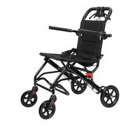 Makamsui Lightweight Foldable Transport Wheelchair with Handbrakes, Narrow Doorways Wheel Chair, Adults Elderly Travel Wheelchair with Support 220lbs, Hand Push Mobility Scooter with Pull Bar A
