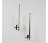 Makamsui Metal Wall Candle Sconce Holder Set of 2, Modern Wall Mount Candle Holder Pillar Holder, Hanging Candlestick Holder for Living Room Dining Room Bathroom Farmhouse Fireplace Wedding Black