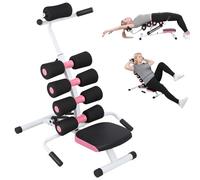 Makamsui Mini Inversion Table, Portable Lumbar Decompression Table, Adjustable Back Support Inversion Stool, Heavy Duty Foldable Back Stretcher, Ergonomic Spine Stretch Equipment (Black & Pink)