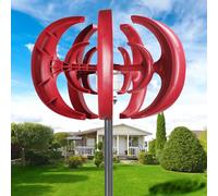 Makamsui Modern Economy Turbines Wind Generator 5 Blades Vertical Wind Power Turbines Generator, 4500W 5 Blades DC12V Vertical Axis Wind Turbines Generator Kit for Home Hybrids Streetlight Use Red