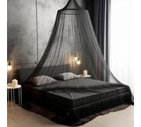 Makamsui Mosquito Net Bed Canopy for Bed, Large Canopy Bed Curtains Queen Size from Ceiling, Stylish Dome Mosquito Netting Bed Tent, Decor for Baby Cribs, Kid Beds, and Adult Beds Black M