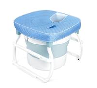 Makamsui Portable Bathtub for Adult, 31" Small Foldable Tub with Bracket, Freestanding Surround Collapsible Tub, Effortless Foldable Bathtub for Hot Bath Ice Bath, Ideal for Small Spaces Blue