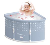 Makamsui Portable Foldable Ice Bath Tub for Adult, Fan-shaped Large Collapsible Tub, Freestanding Surround Collapsible Corner Tub, Effortless Folding Corner Bathtub for Home Gyms Outdoors Grey
