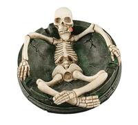 Makamsui Resin Skull Ashtray CigaretteAsh Container Human Skull Ashtray, Halloween Bat Ashtray, Resin Figurine Statue Ash Holder Storage Tray Desktop Decoration Ornament Festival Gift White