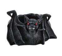 Makamsui Resin Skull Ashtray CigaretteAsh Container Human Skull Ashtray, Halloween Bat Ashtray, Resin Figurine Statue Ash Holder Storage Tray Desktop Decoration Ornament Festival Gift Black