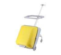 Makamsui Ride on Suitcase for Kids, Expandable Luggage with Spinner Wheels, Suitcase with Seat Design, Hardside Carry on Luggage with Guardrail, 20 inch Carry-on Luggage for Travel Yellow