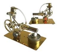 Makamsui Steam Engine Model kit, Realistic Copper Engine Decoration Heavy Duty Metal Miniature Engine Desktop Ornament Kids Science Learning Educational Toy Red Bronze