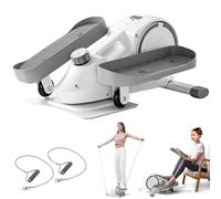 Makamsui Under Desk Elliptical, Magnetic Portable Ellipse Leg Exerciser, Under Desk Bike Pedal Exerciser, Mini Elliptical Machines for Home Use, Exerciser for Seniors with Resistance Bands White