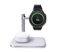 MAKAQI 2 in 1 Charger Stand for Samsung Watch and Earbuds, Foldable Watch Charging Dock Compatible with Galaxy Watch Ultra/7/6/5/5 Pro/5 Classic/4/3/Active 2/1 & Galaxy Buds 3/3 Pro/2/2Pro/Live
