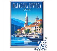Makarska Riviera Croatia Vintage Poster Jigsaw Puzzle, 1000 Piece