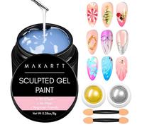 Makartt 3D Nail Gel Sculpting Kit with Chrome Nail Powder Gold & Silver - 3D Painting No Wipe for Nail Polish, Multi-Use Nail Glue Gel for Drawing, Molding & Decoration, Nails Art for Home & Salon DIY