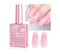 Makartt 8-in-1 Builder Gel for Nails Light Pink 15ml: HEMA & TPO-Free Nail Builder Gel with Curved Fibre Brush, UV/LED Self-Levelling Builder Gel for Strengthening, Sculpting, Repair &French Manicure