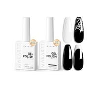 Makartt Black and White Gel Nail Polish One-Coat Pigment 2PCS | HEMA-Free Long Lasting 28 Day High Gloss Chip Resistant Soak Off, Easy to Apply, 105° Brush Need UV/LED
