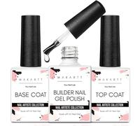 Makartt Builder Nail Gel with Top Coat Nail Polish & Base Coat Set - 3Psc No Wipe Hard Gel for Long Lasting, 7 in 1 Clear Gel Builder Kit for Nails Strengthener Extension in a Bottle, UV Lamp Required
