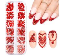 Makartt Crystal Nail Rhinestones Red Flat Back for Nail Decor