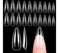 Makartt Durable Clear Long Almond Nail Tips, 500pcs Flexible & Sturdy Full Cover False Nails, Strong Hold, Easy to Shape, Press on Nails, Fake Nails, Acrylic Nail Tips for Gel Extensions