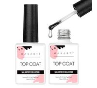 Makartt Gel Nail Polish Top Coat, No Wipe Gel Polish, 2 * 10ml Clear Soak Off Nail Coat Glossy Shine Finish for Long Lasting DIY Nail Salon Manicure Cure Needed