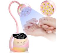 Makartt Gooseneck UV Lamp for Gel Nails - UV Lamp Nails Cordless, Rechargeable USB 39 W Dryer LED Lamp with Auto Sensor 4 Timer Settings, Fast Curing for 3D Nail Art Polish (Glazed Pink)