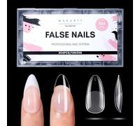 Makartt Medium Almond Nail Tips for Gel Extension - 504pcs Clear Press on Nails with 15 Sizes for DIY Manicure - Strong & Natural Fit Soft Gel False Nails for Professional Nail Art Design