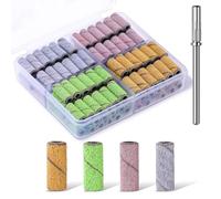 Makartt Nail Drill Bits Sanding Bands for Nail Drill, 100Pcs 4 Color Coarse Fine Grit File Sand with 3.1mm Mini Mandrel Nail Bit Set for Acrylic Nails Gel Manicures 80/120/180/240