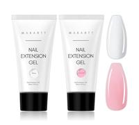 Makartt Poly Nail Gel - Long Lasting 3D Gel for Nail Art, Quick Nail Builder Extension Gel 50ML, Natural Look White Pink Clear Rosy for Technician Starter DIY Salon for Woman Design(Le Corail+White)