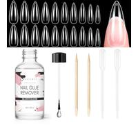Makartt Press On Nails & Removal Kit - 500pcs Clear Almond Nail Tips with Nail Glue Remover, Full Cover Nail Extension Tips Set for DIY Press On Nails and Easy Removal