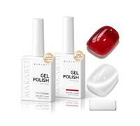 Makartt Red and Cat Eye Silver Gel Nail Polish One-Coat Pigment 2PCS | HEMA-Free Long Lasting 28 Day High Gloss Chip Resistant Soak Off, Easy to Apply, 105° Brush UV/LED