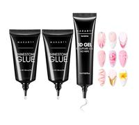 Makartt Rhinestone Nail Glue & 3D Nail Gel Set - 2×30ml Nail Gem Glue for Rhinestones, Crystals & Nail Charms & 15ml Clear 3D Sculpting Gel for Drawing, Molding & DIY Nail Art, UV LED Cured