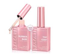 Makartt Rubber Base Gel 15ml (2 Pack) - Nude 6-in-1 Builder for Weak Nails