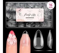 Makartt Short Almond Nail Tips for Gel Extensions, 510pcs Half Matte Soft Gel, Pre-Buffed, No File Needed, Full Cover Acrylic False Nail, Fake Nails, Press on Nails, Long-Lasting, 15 Sizes